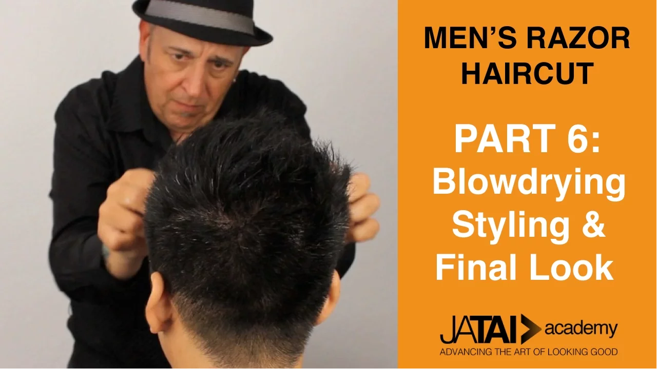 Men's Razor Haircut - Blowdrying, Styling, Final Look Part 6