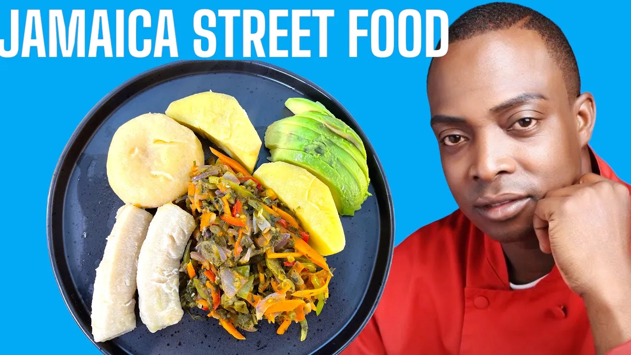  Street food from Jamaica Dumpling banana Yam callaloo  and vegetable
