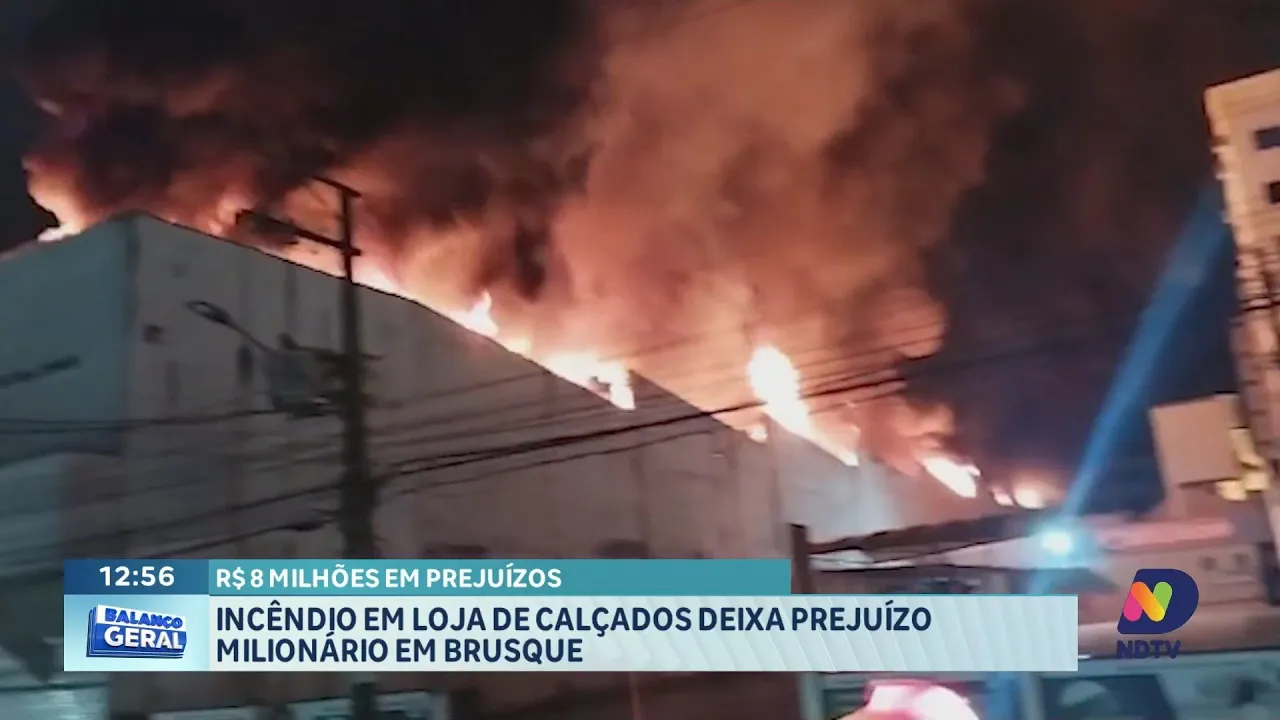 Prejuízo de R$ 8 milhões: Incêndio atinge comércio em Brusque