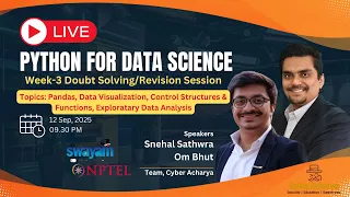 Live Week-3 Doubt Solving Revision NPTEL Python for Data Science Cyber Acharya