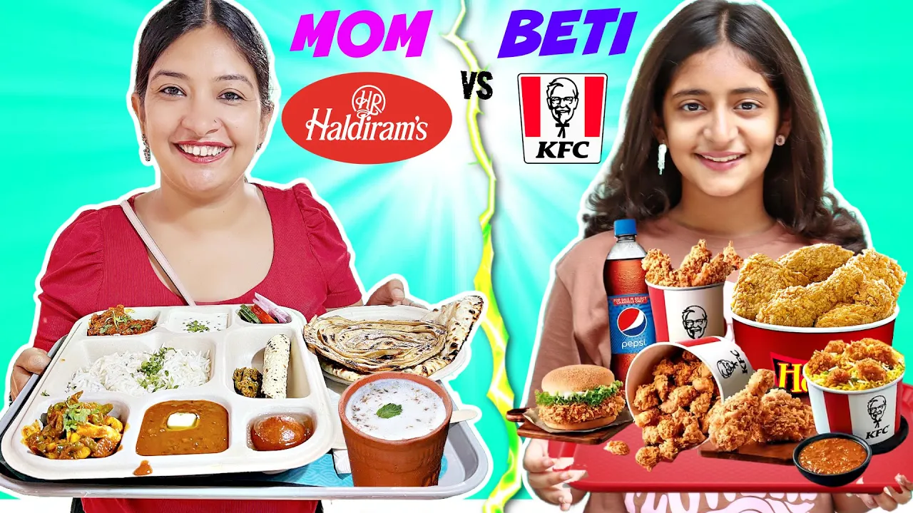 Desi vs Videsi FOOD Challenge - HALDIRAM vs KFC - Maa vs Beti   CookWithNisha