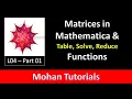 L04 Part-01 -Matrices in Mathematica Table Solve Reduce Functions Mohan Tutorials