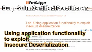 Burp Suite Certified Professional - Application Functionality to exploit Insecure Deserialization