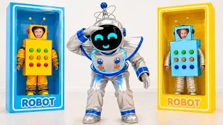 Kinder spielen Verstecken mit einem Roboter!