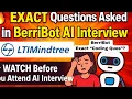 EXACT Questions Asked in LTI Mindtree BerriBot AI Interview GET Role Full Guide Study Plan