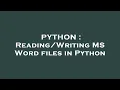 PYTHON MS Word files in Python