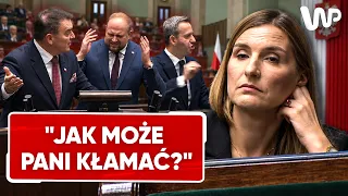 Wymowna mina Sobkowiak-Czarneckiej. Kamera uchwyciła reakcje w trakcie ataków PiS