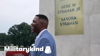 Michael Strahan moved by monument honoring generations of military service