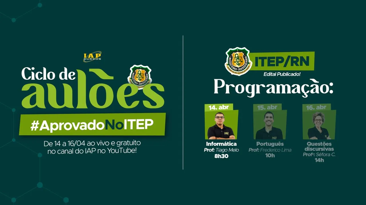 LIVE: APROVADOS NO ITEP/RN - INFORMÁTICA.