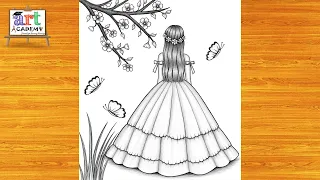 How to draw a cute Girl with Butterflies -Pencil sketch || Drawing easy for beginner || Girl drawing