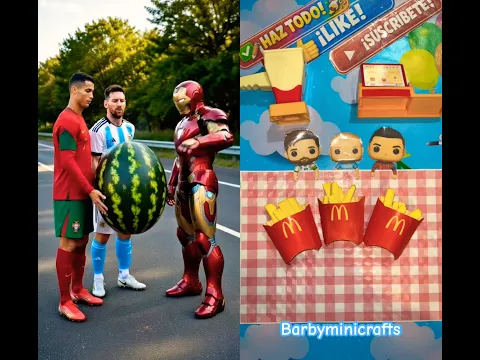 🍉RONALDO y MESSI encuentran una sandía gigante 😱 #craft #viral #futbol #shorts #diy #art #draw