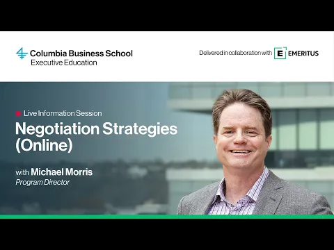 Information session on Columbia Business School's Negotiation Strategies (Online) program