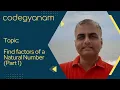 Find factors of a number in Python Part 1