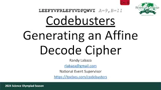 Codebusters - Generating an Affine Decode Cipher