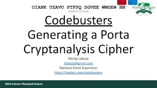 Codebusters - Generating a Porta Cryptanalysis Cipher