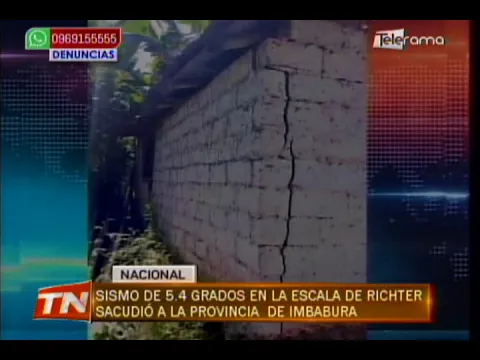 Sismo de 5.4 grados en la escala de Richter sacudió a la provincia de Imabura