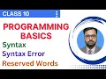 Programming Basics Syntax Syntax Error Reserve Words 10th Class Computer Science New Book