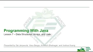 Programming With Java Lesson 7 - Data Structures Arrays and Lists