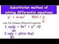 how to solve differential equations using substitution method