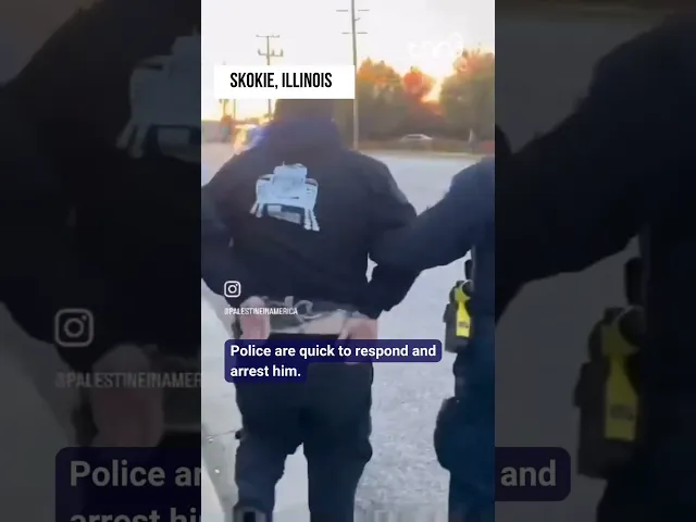 ⁣Zionist arrested after trying to shoot at Pro-Palestinian protesters