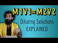 How to use M1V1 M2V2 to dilute solutions - AND