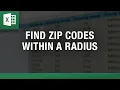 Find Zip Codes within a Radius in Excel