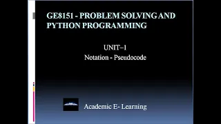 Lec-04 Notation - Pseudocode Unit