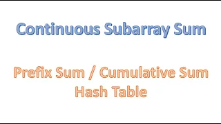 Continuous Subarray Sum