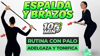 8 Ejercicios para ADELGAZAR BRAZOS Y ESPALDA RÁPIDO | Tonifica y elimina flacidez con un palo