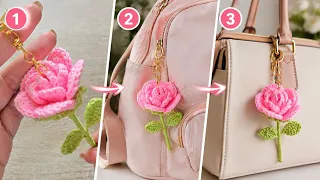 🌹 Llavero de Rosa a Crochet 😍 Fácil, Bonito y Súper Rápido de Tejer | Paso a Paso