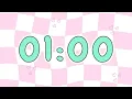 1 Minute Timer Pink Checkered Countdown Soft Bell 4K