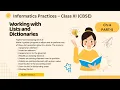 Python List Program 4-1 Menu Ch-4 Working with Lists and Dictionaries Part-5 Class11 IP CBSE