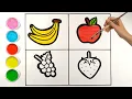 Learn Fruits Drawing and Coloring for Kids Easy Fruit Coloring Pages for Toddlers Preschool