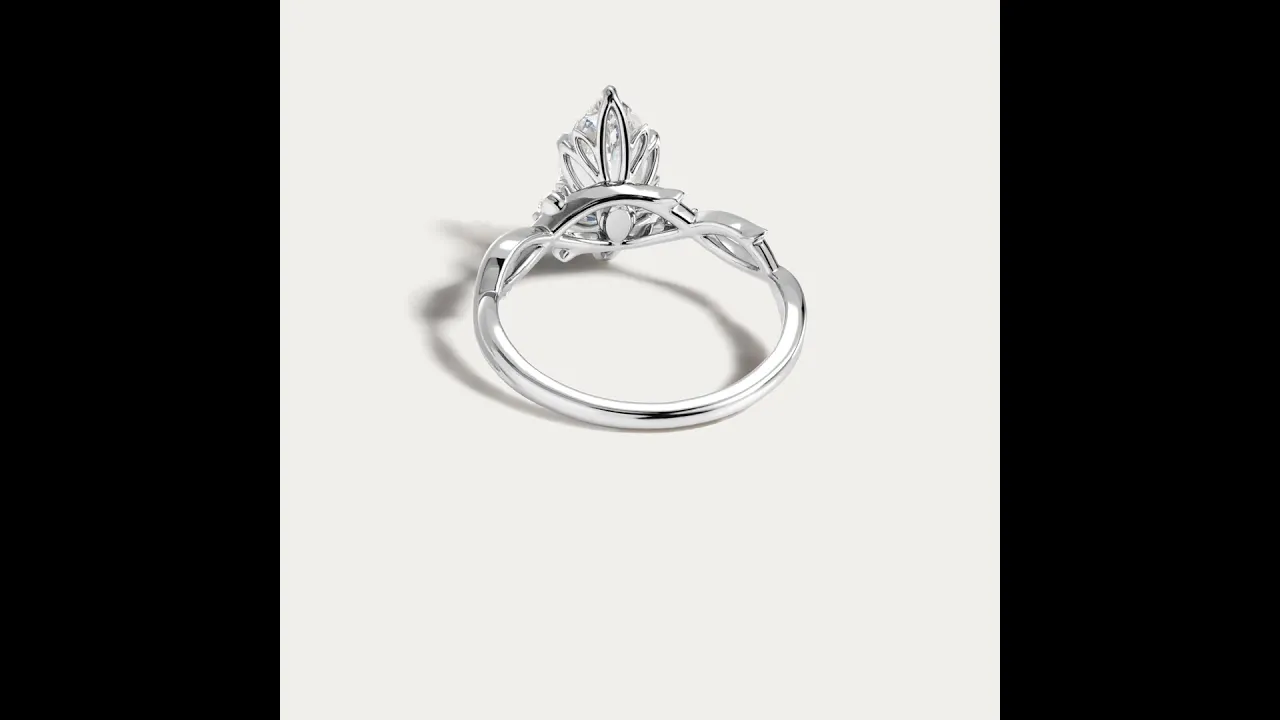 Hester丨Marquise Cut Lab Diamond Intertwined Accent Engagement Ring