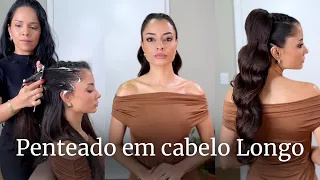 Penteado em cabelo longo
