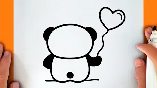 How to draw a CUTE PANDA with a HEART BALLOON