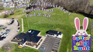 Easter Egg Hunt Logan-Hocking Library Laurelville Ohio on March 28 2026 drone view in 4K