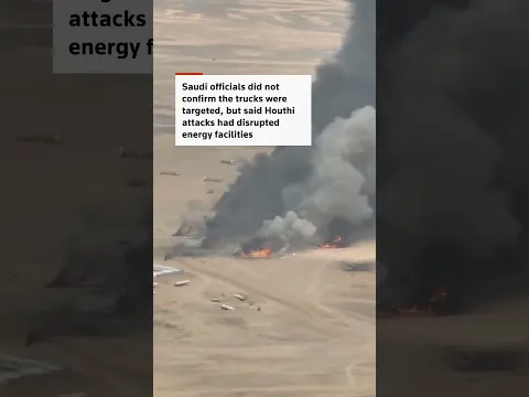 Trucks burn on Yemen-Saudi border