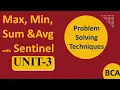 Minimum maximum sum average on a sequence of numbers using sentinel value BCA Problem solving