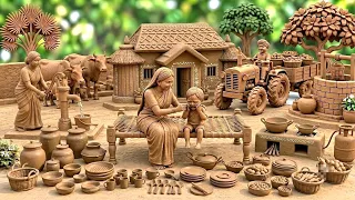 बचा रोया तो माँ ने बनाया सुंदर सा मिट्टी के घर🏡 & Kitchen Set बरतन | 12 Cute Tiny Kitchen Set Diy🍶🍽
