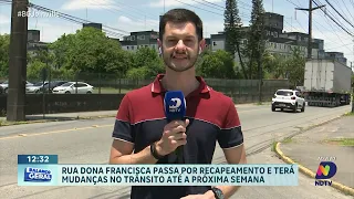 Rua Dona Francisca tem recapeamento e mudanças no trânsito em Joinville nesta semana