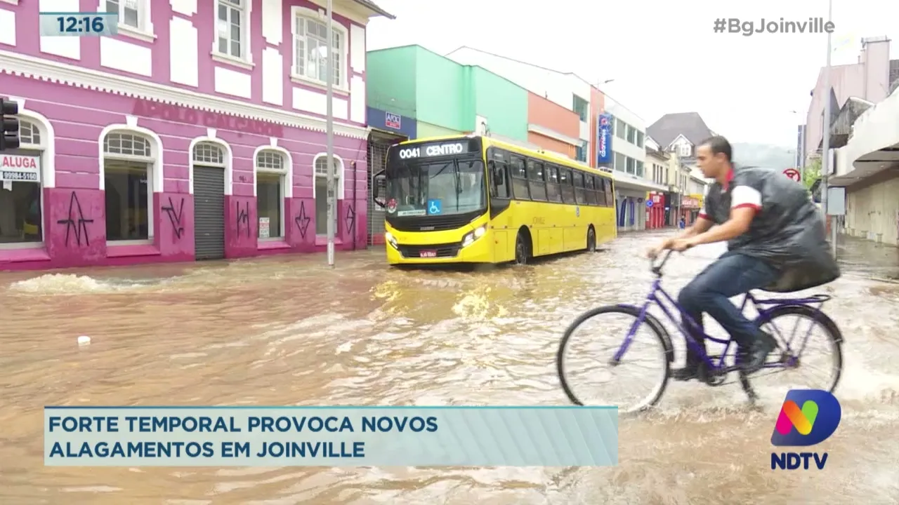 Forte temporal provoca novos alagamentos em Joinville