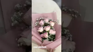 تنسيق باقه ورد ورد طبيعي جبسوفيليا ورد جوري وردي                        ورد  تغليف  تنسيق ورد  باقة دندنها