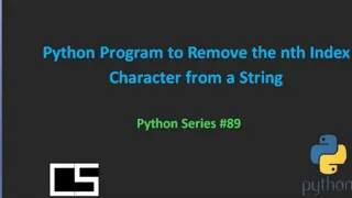 Python Program to Remove the nth Index Character from a String CodingwithShameera1
