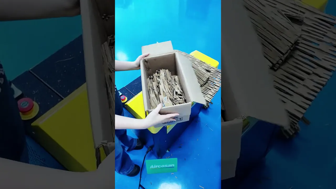 This box isn't done yet.Our cardboard shredder gives it purpose.Stretch — now it's a soft, bouncy