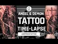 ANGEL DEMON TATTOO BLACK AND GREY TIME-LAPSE