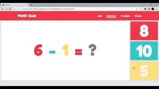 Math quiz website using HTML CSS and Java script By Yasir Areekkan