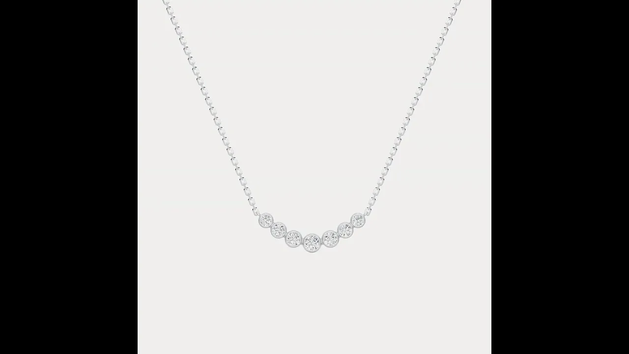 Seven-Stone Bezel-Set Lab-Grown Diamond Bar Necklace in 14K Gold/Platinum