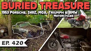 RESCUED 1953 Porsche 240Z MGA and BMW Triumph Motorcycles