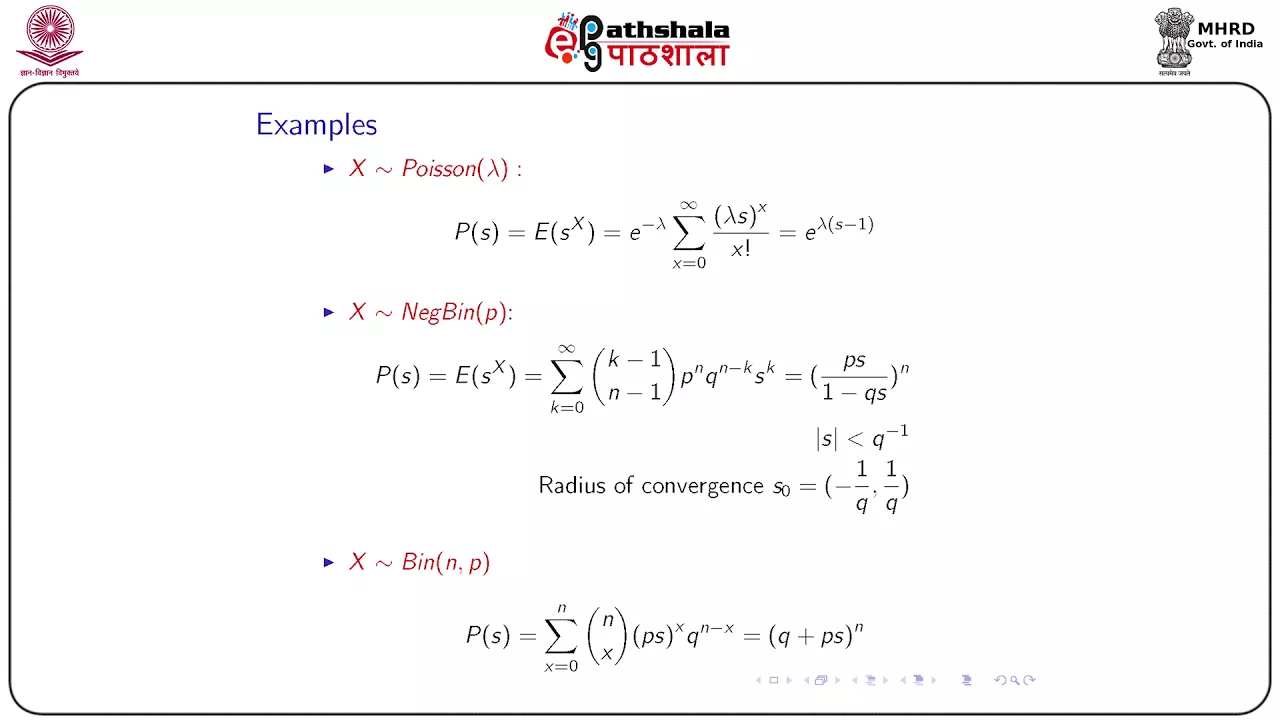 Probability Generating Functions